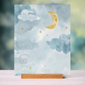 Acrylic Block – Blue Watercolor Moon with QR Code アクリルサイン (ニュートラル)