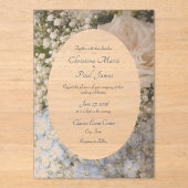 Acrylic Blue and white Floral Wedding Invitation  アクリル招待状 (正面)