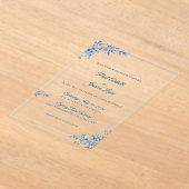 Acrylic Blue and White Floral Wedding Invitation アクリル招待状 (レイダウン)