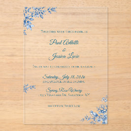 Acrylic Blue and White Floral Wedding Invitation アクリル招待状
