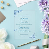 Acrylic Blue and White Floral Wedding Invitation アクリル招待状 (インサイチュ (ウェディング))