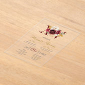 Acrylic Burgundy floral quinceañera invitation アクリル招待状 (レイダウン)