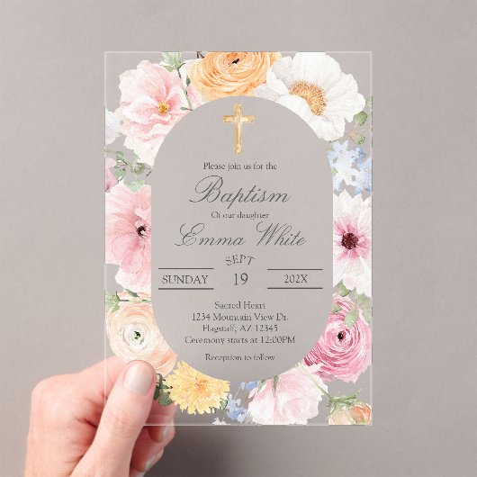 Acrylic Crucifix  baptism アクリル招待状 (インサイチュ (ポータブル))