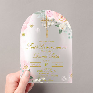 Acrylic Crucifix first communion Invitation アクリル招待状