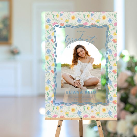 Acrylic Floral Graduation Party Sign With Photo アクリルサイン