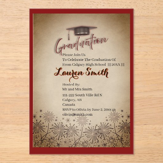 Acrylic Graduation Party Invitation アクリル招待状 (正面)