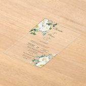 Acrylic greenery white wedding  アクリル招待状 (レイダウン)