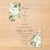 Acrylic greenery white wedding  アクリル招待状 (正面)