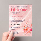 Acrylic Invitation Pink Floral Baby Shower アクリル招待状 (インサイチュ (ポータブル))