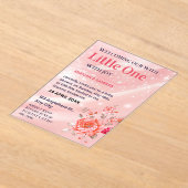 Acrylic Invitation Pink Floral Baby Shower アクリル招待状 (レイダウン)