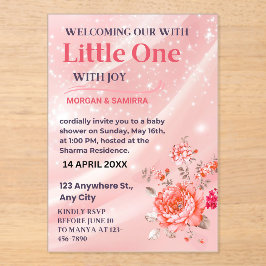 Acrylic Invitation Pink Floral Baby Shower アクリル招待状