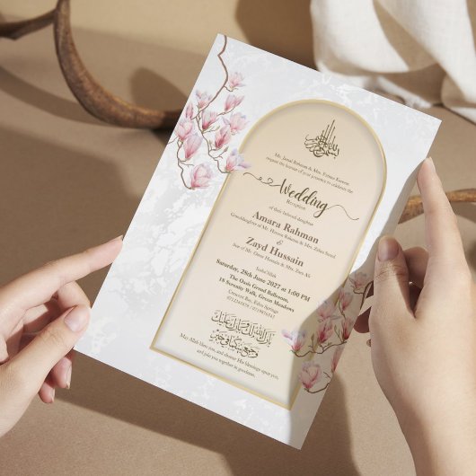 Acrylic Islamic Wedding Invitation | Arch Magnolia アクリル招待状