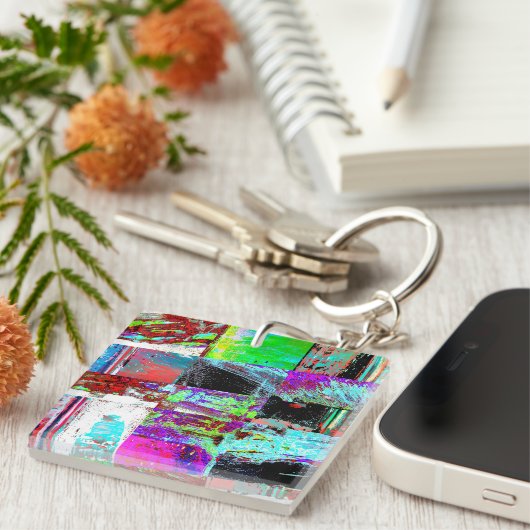 Acrylic Keychain – Abstract Grid キーホルダー (正面右)