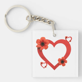Acrylic Keychain with Red Heart – Minimalist Style キーホルダー