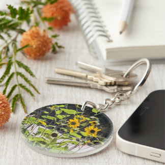 acrylic keychain with sunflower photo キーホルダー