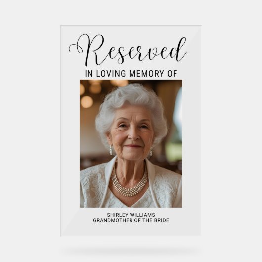 Acrylic Memorial Sign for Wedding Reserved Chair  アクリルサイン (正面)