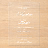 Acrylic minimalist wedding invitation in spanish アクリル招待状 (正面)