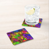 Acrylic Neon Colors Paint Splatter Splash Abstract スクエアペーパーコースター (インサイチュ)