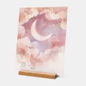 Acrylic Nursery Sign Pink Cloud & Moon Watercolor アクリルサイン (傾斜)