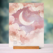 Acrylic Nursery Sign Pink Cloud & Moon Watercolor アクリルサイン (ニュートラル)