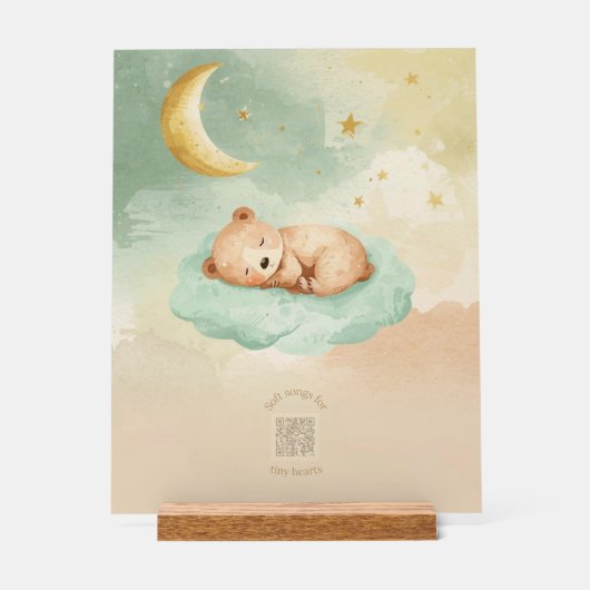 Acrylic Nursery Sign | Sleeping Baby Bear on Cloud アクリルサイン (正面)