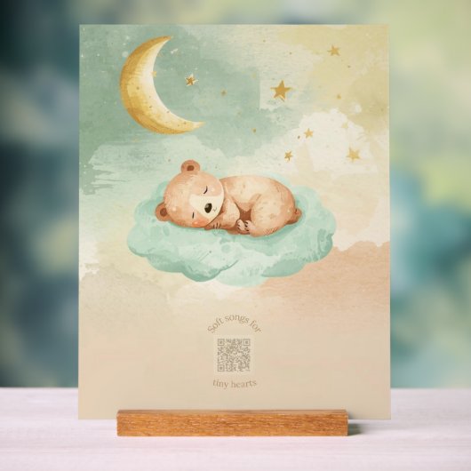 Acrylic Nursery Sign | Sleeping Baby Bear on Cloud アクリルサイン (ニュートラル)