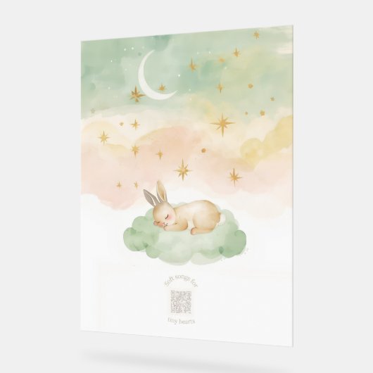 Acrylic Nursery Sign | Sleeping Bunny Watercolor アクリルサイン (傾斜)