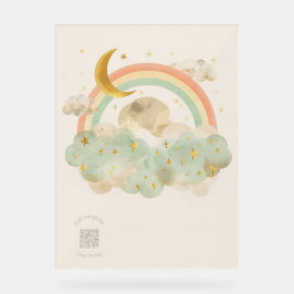 Acrylic Nursery Sign | Watercolor Rainbow & Moon アクリルサイン