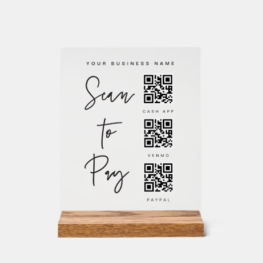 Acrylic Payment Scan QR Sign Business Checkout アクリルサイン (正面)