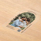 ACRYLIC Photo Wedding Invite モダン QR Code RSVP アクリル招待状 (レイダウン)