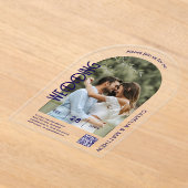 ACRYLIC Photo Wedding Invite モダン QR Code RSVP アクリル招待状 (レイダウン)