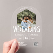 ACRYLIC Photo Wedding Invite モダン QR Code RSVP アクリル招待状 (インサイチュ (ポータブル))