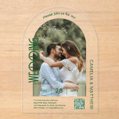 ACRYLIC Photo Wedding Invite モダン QR Code RSVP アクリル招待状 (正面)
