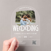 ACRYLIC Photo Wedding Invite モダン QR Code RSVP アクリル招待状 (インサイチュ (ポータブル))