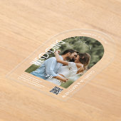 ACRYLIC Photo Wedding Invite モダン QR Code RSVP アクリル招待状 (レイダウン)