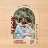 ACRYLIC Photo Wedding Invite モダン QR Code RSVP アクリル招待状 (正面)