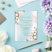 Acrylic pink floral quinceañera アクリル招待状 (インサイチュ (ウェディング))