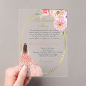 Acrylic pink theme quinceañera  アクリル招待状 (インサイチュ (ポータブル))