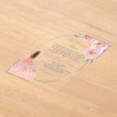 Acrylic pink theme quinceañera  アクリル招待状 (レイダウン)