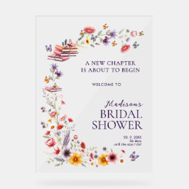  Acrylic Poppy & Lavender Bridal Shower Welcome  アクリルサイン