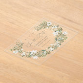 Acrylic Sage日付の結婚発表を保存 アクリル招待状 (レイダウン)