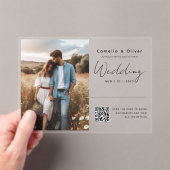 ACRYLIC Save The Date PHOTO Qr Code RSVP アクリル招待状 (インサイチュ (ポータブル))