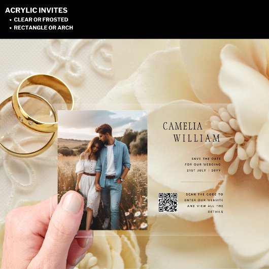 ACRYLIC Save The Date PHOTO Qr Code RSVP アクリル招待状