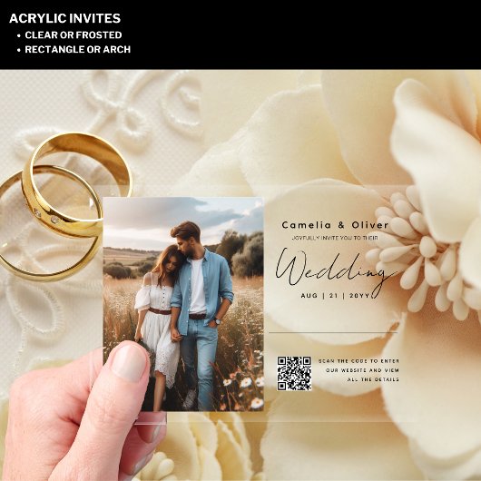 ACRYLIC Save The Date PHOTO Qr Code RSVP アクリル招待状