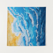 Acrylic sea and beach painting on drawing stand wi タペストリー (正面(横))