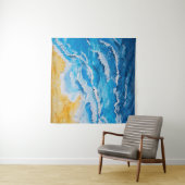 Acrylic sea and beach painting on drawing stand wi タペストリー (インサイチュ(横))
