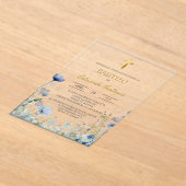 Acrylic Spring blue wild flower baptism  アクリル招待状 (レイダウン)