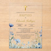Acrylic Spring blue wild flower baptism  アクリル招待状 (正面)