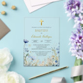 Acrylic Spring blue wild flower baptism  アクリル招待状 (インサイチュ (ウェディング))