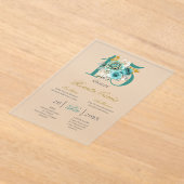 Acrylic Turqouise floral quinceañera invitation アクリル招待状 (レイダウン)